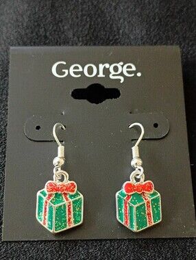 Gift Box Earrings Present Dangles Women Green Red Statement Fashion Jewelry